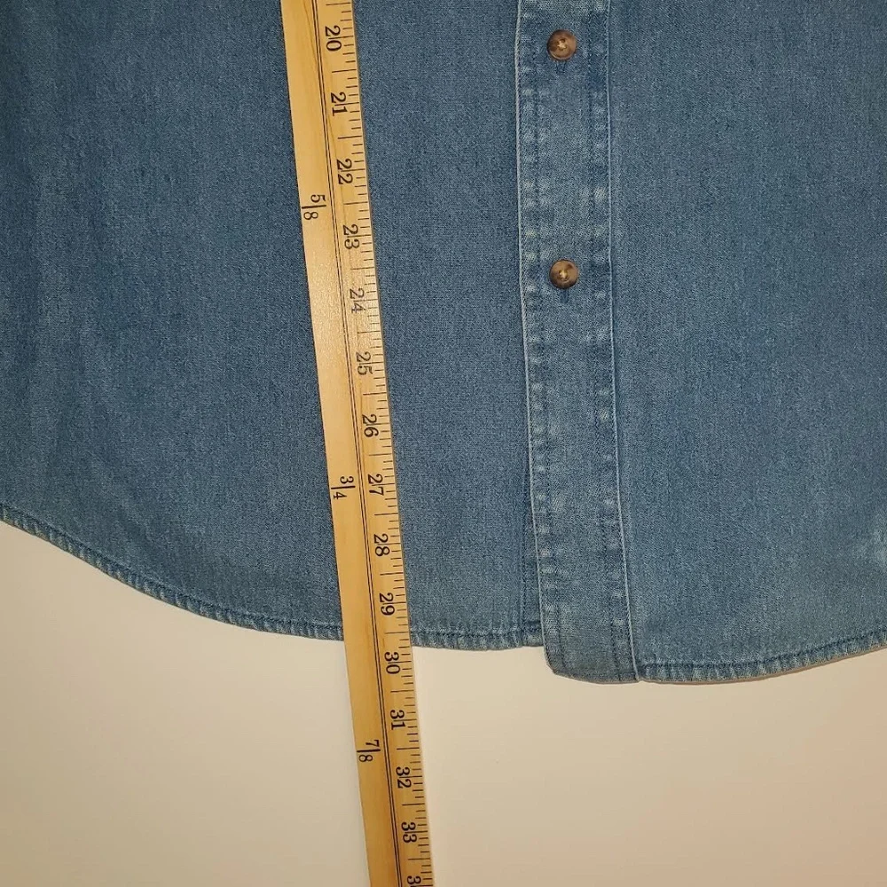 Mens Croft & Barrow Denim Oxford Long Sleeve Button Down Shirt - Picture 9 of 11